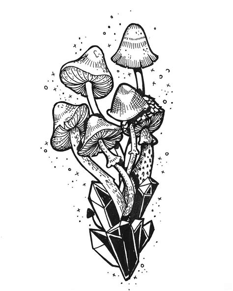 mushroom tattoo drawings|black and white mushroom tattoo.